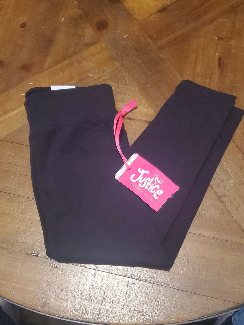 Justice Black Leggings with Pink Brand Tag
